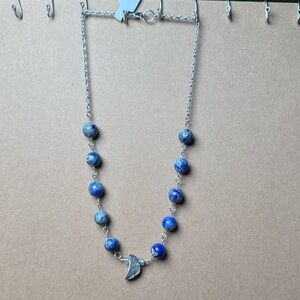 Abalone Moon with labradorite and sodalite necklace handmade one of a kind